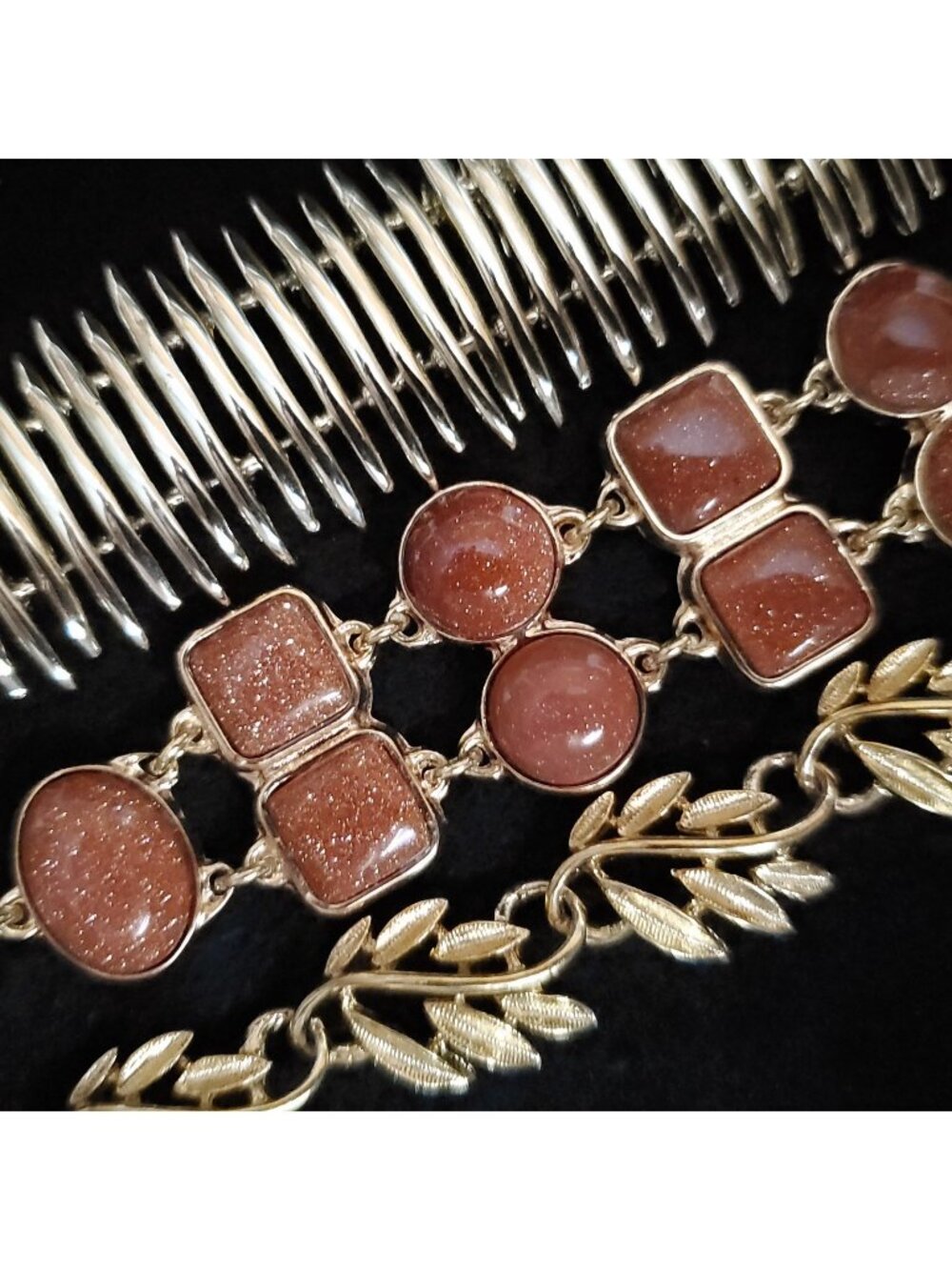 Vintage Bracelet Lot Gold Tone Link Gold Stone Napier 6.5-7.5"